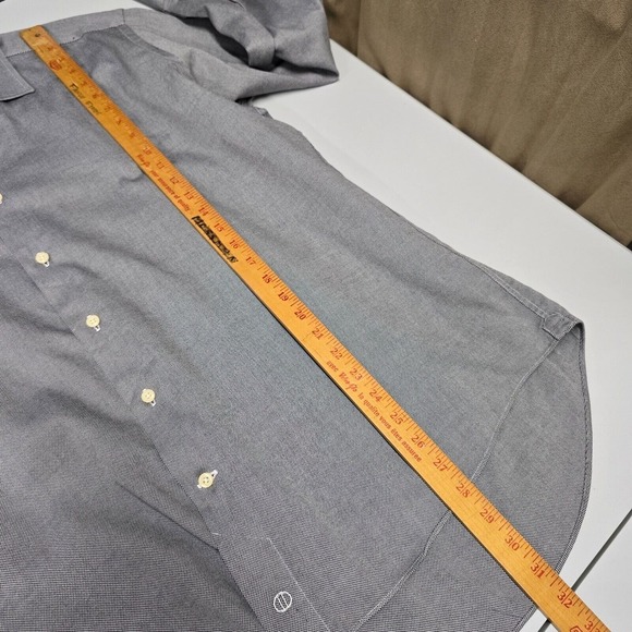 David‎ Donahue Shirt Mens 18 (34/35) Gray Trim Button Up Long Sleeve Office - Picture 13 of 14